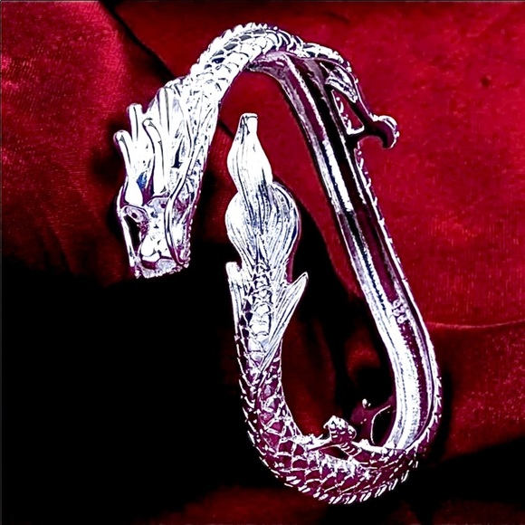 Sterling Silver Dragon Bangle Bracelet - Picture 7 of 10